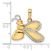 14K and White Rhodium Diamond-cut Bumblebee Pendant