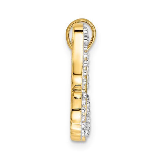 14k and White Rhodium Diamond-cut Butterfly Pendant