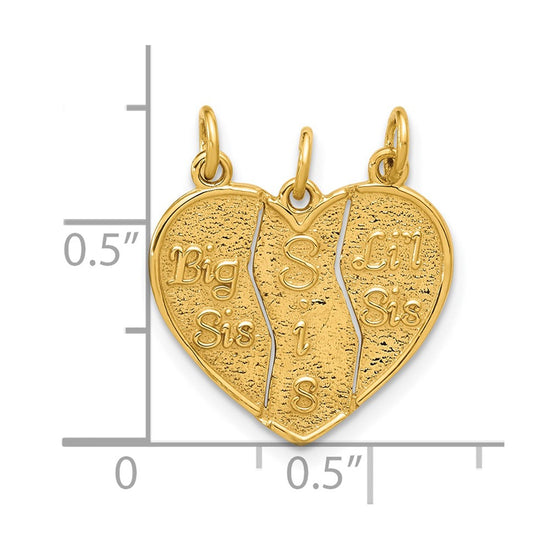 14k 3-piece Break-apart BIG SIS-SIS-LIL SIS Charm