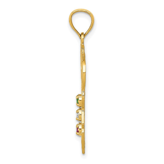 14K Italy Map with Emerald/Ruby/CZ Stones Charm