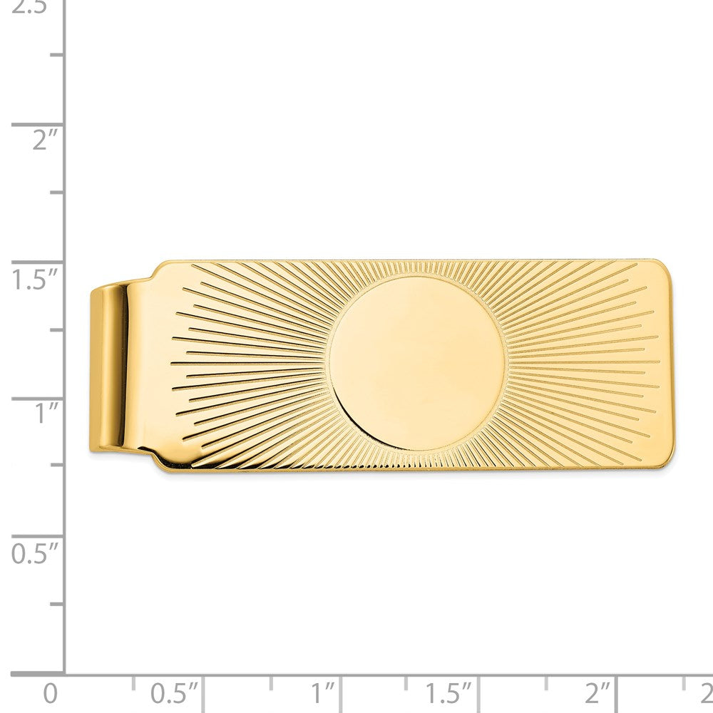 14k Mens Sunburst Design Money Clip