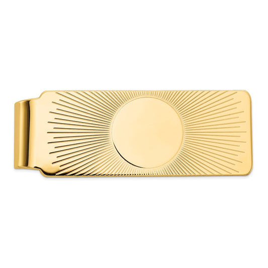 14k Mens Sunburst Design Money Clip