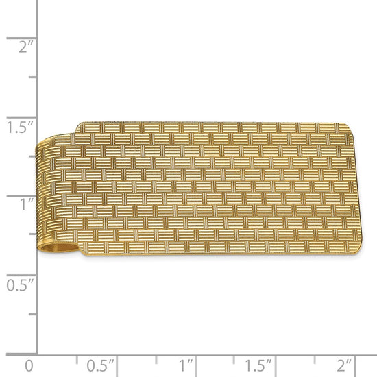 14k Mens Textured Basketweave Polished Money Clip
