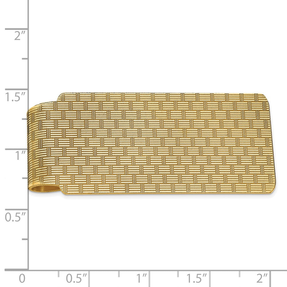 14k Mens Textured Basketweave Polished Money Clip