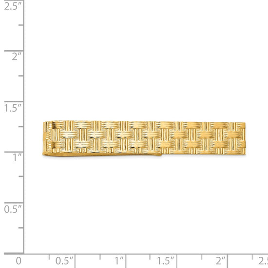 14k Mens Textured Basketweave Pattern Tie Bar