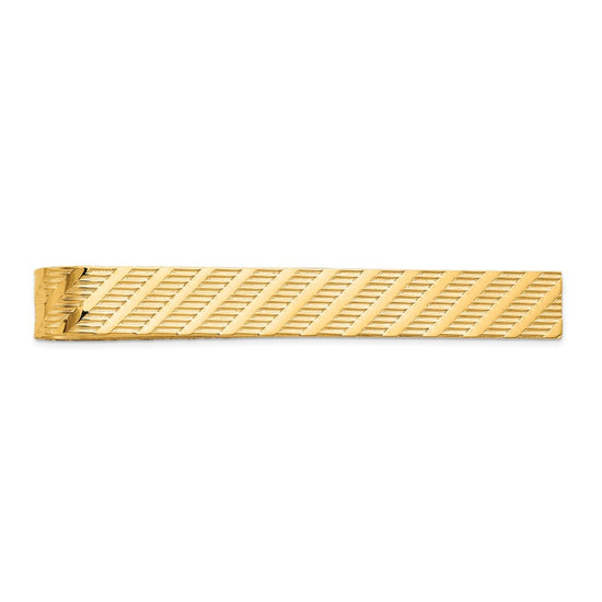 14k Mens Textured Tie Bar