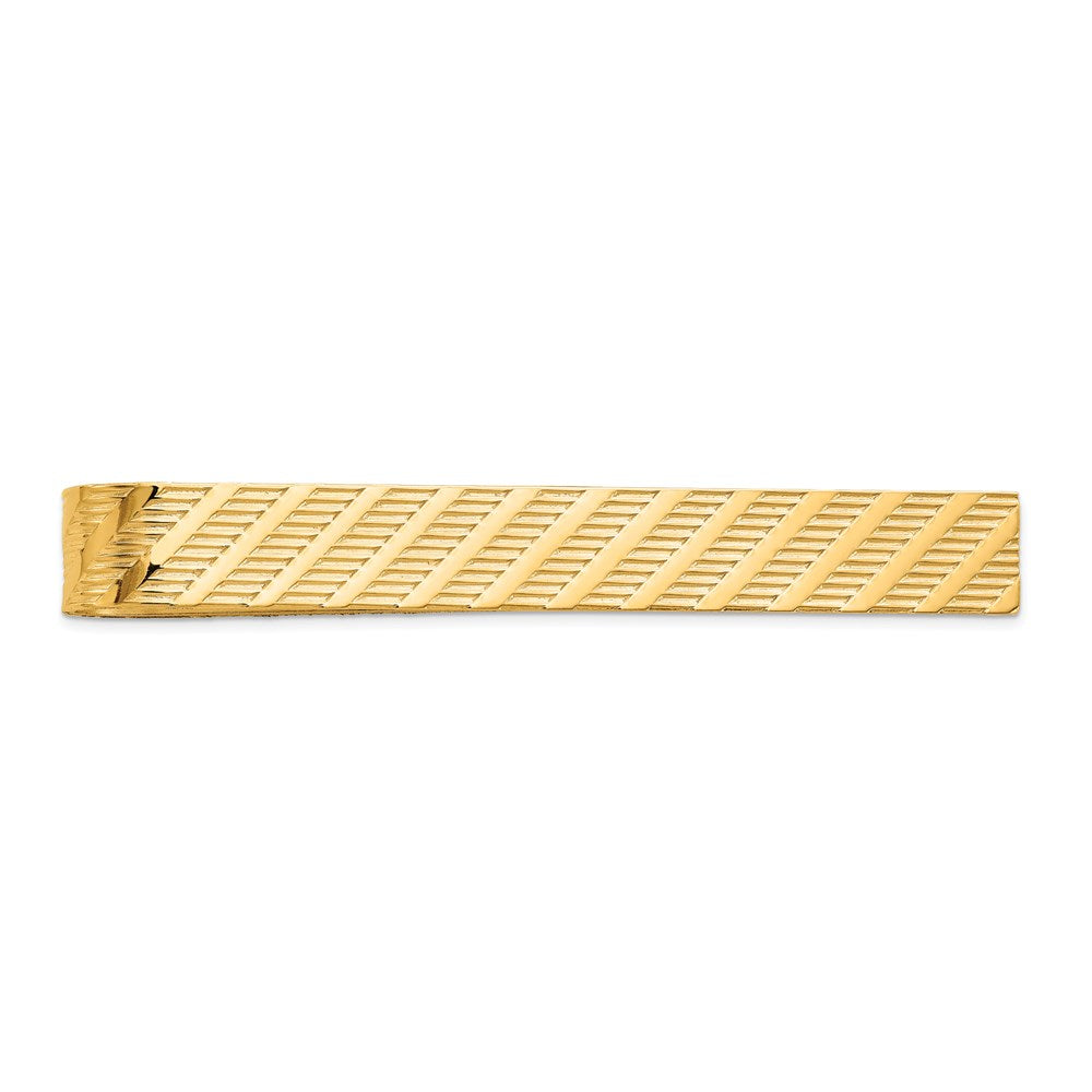 14k Mens Textured Tie Bar