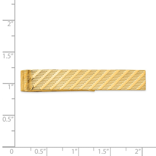 14k Mens Textured Tie Bar