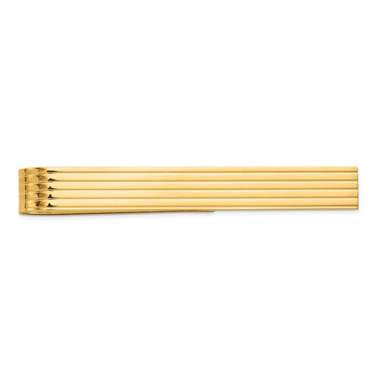 14k Mens Grooved Tie Bar
