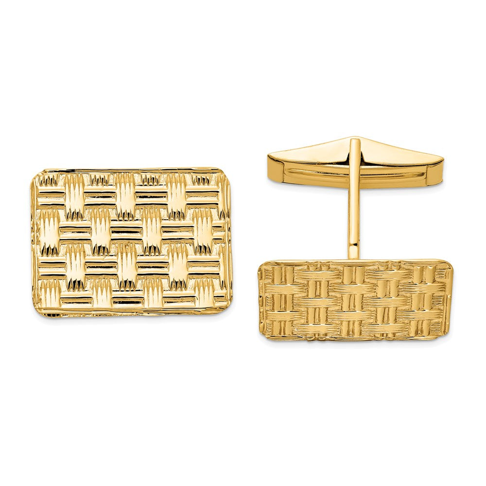14k Men's Basketweave Textured Cuff Links