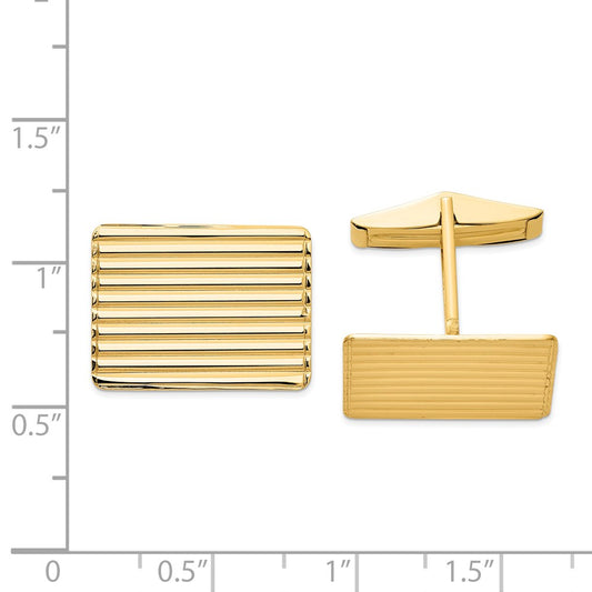 14k Mens Grooved Cuff Links