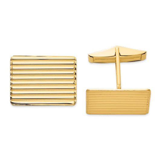 14k Mens Grooved Cuff Links