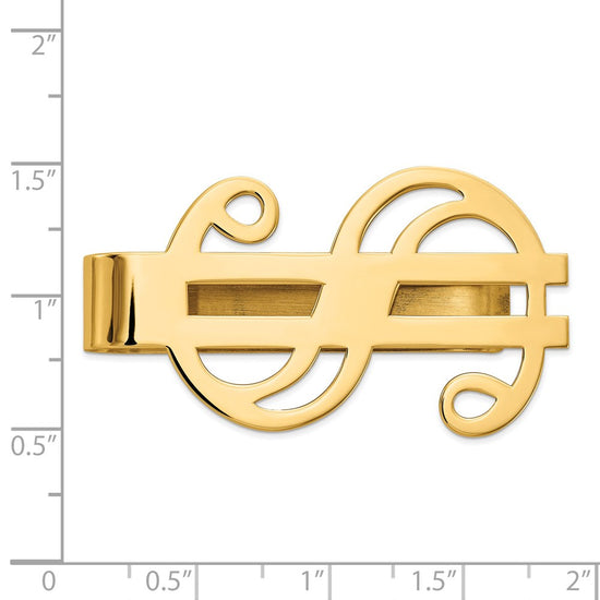 Gold Polished Dollar Sign Money Clip