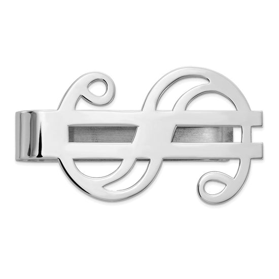 Gold Polished Dollar Sign Money Clip