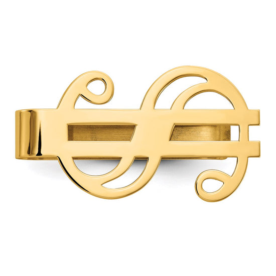 Gold Polished Dollar Sign Money Clip