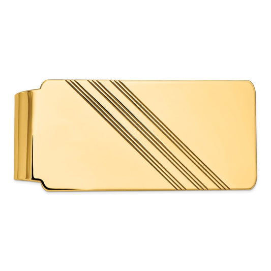 14k Mens Grooved Polished Money Clip