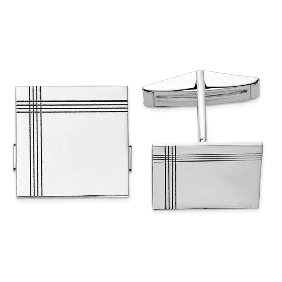 Men's Square w/Line Design Cuff Links