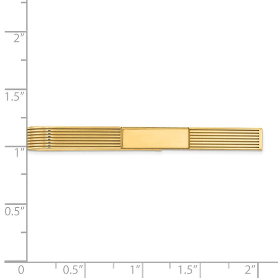 14k Mens Grooved Engravable Tie Bar