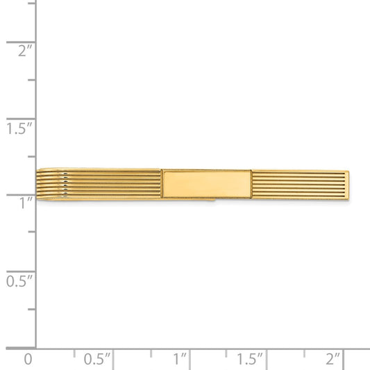 14k Mens Grooved Engravable Tie Bar