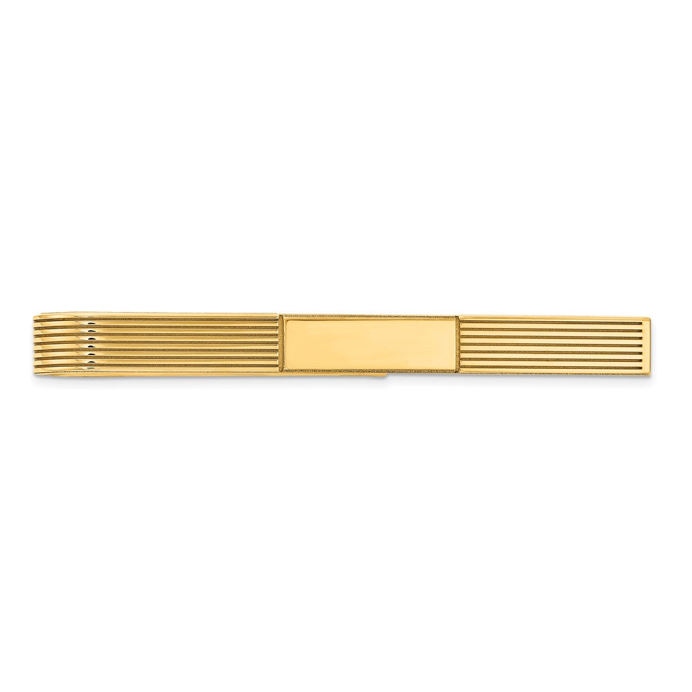 14k Mens Grooved Engravable Tie Bar