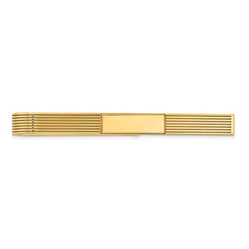 14k Mens Grooved Engravable Tie Bar