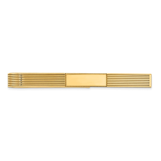 14k Mens Grooved Engravable Tie Bar