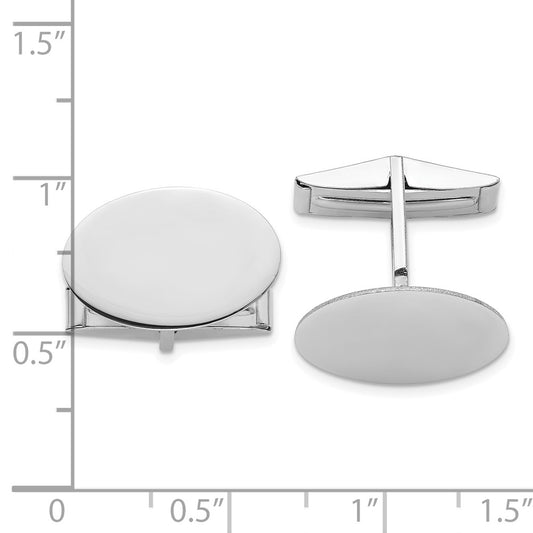 14K White Gold Mens Oval Cuff Links