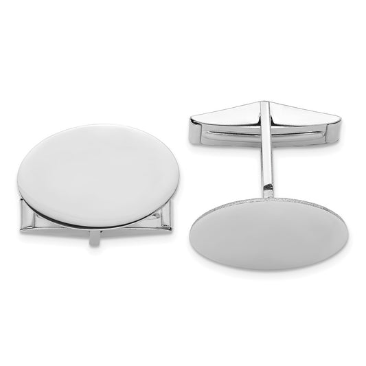 14K White Gold Mens Oval Cuff Links