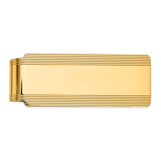 14k Men's Grooved Polished Money Clip