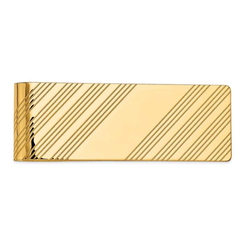 14k Mens Grooved Polished Money Clip
