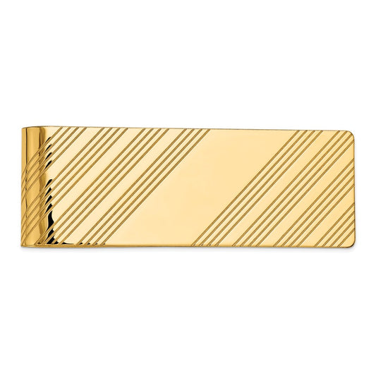 14k Mens Grooved Polished Money Clip