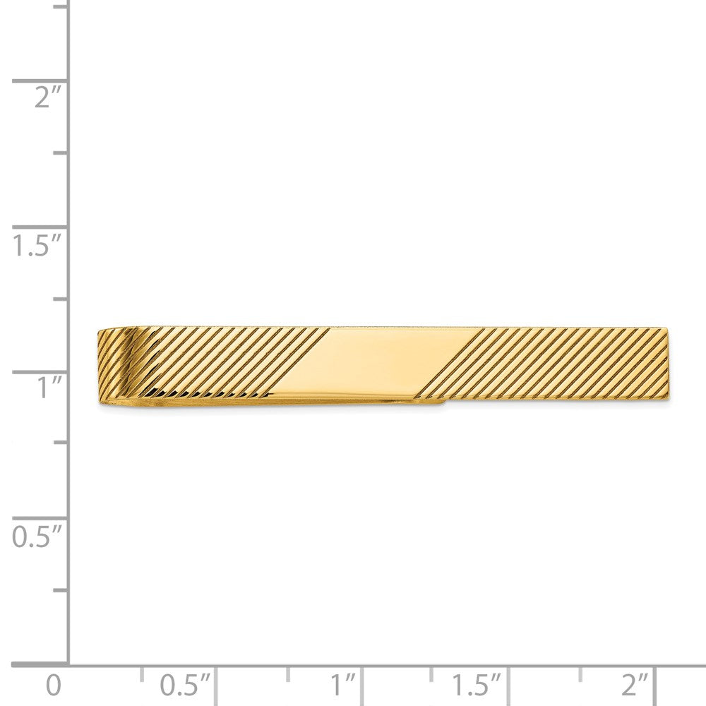 Gold Grooved Tie Bar