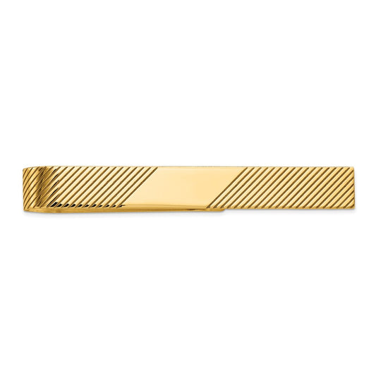 Gold Grooved Tie Bar