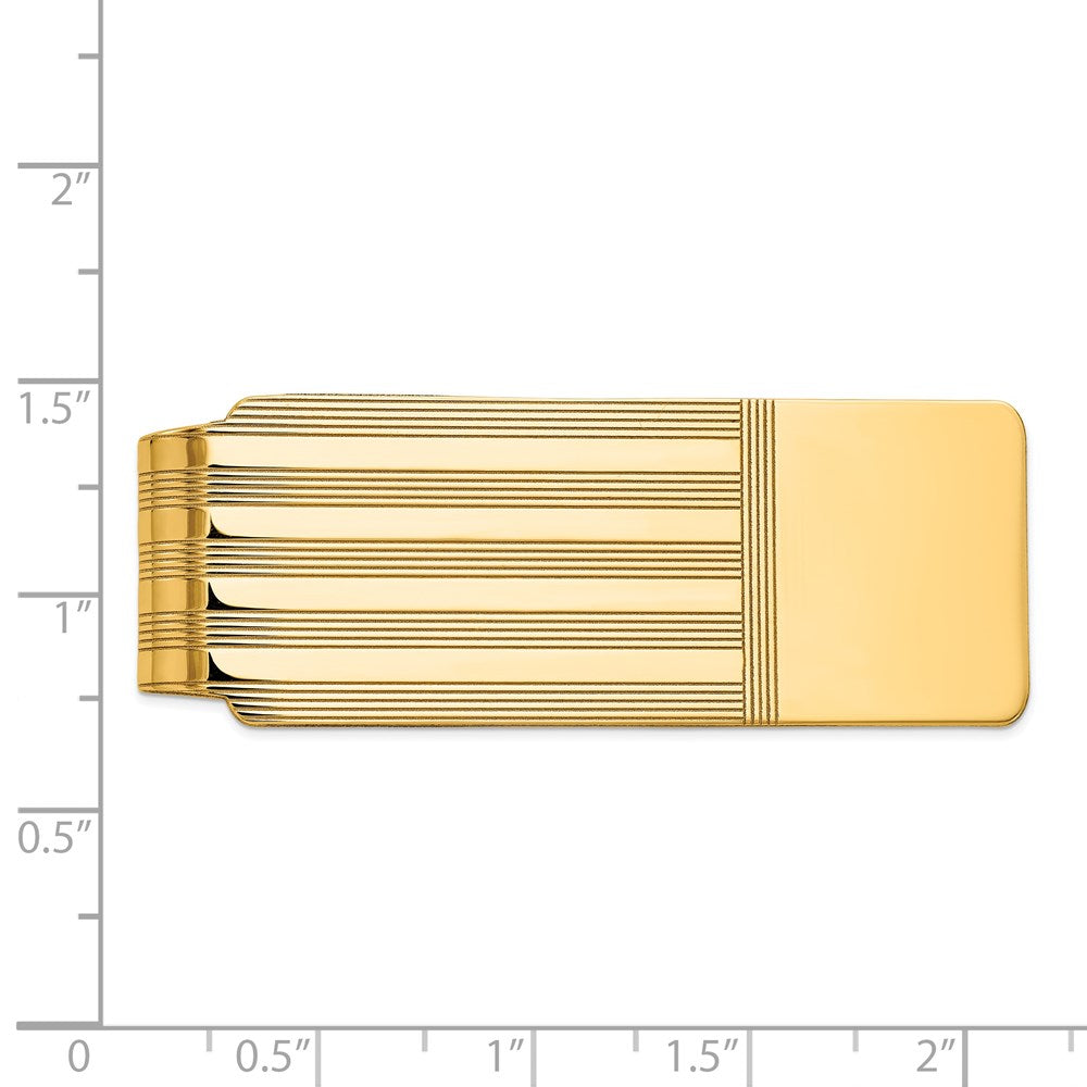 14k Mens Grooved Polished Money Clip