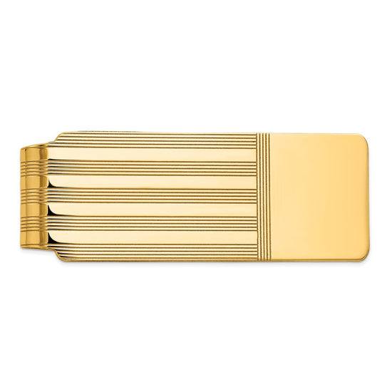 14k Mens Grooved Polished Money Clip