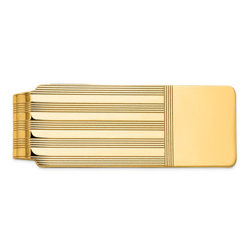 14k Mens Grooved Polished Money Clip