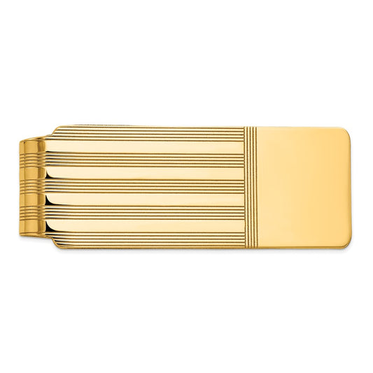 14k Mens Grooved Polished Money Clip