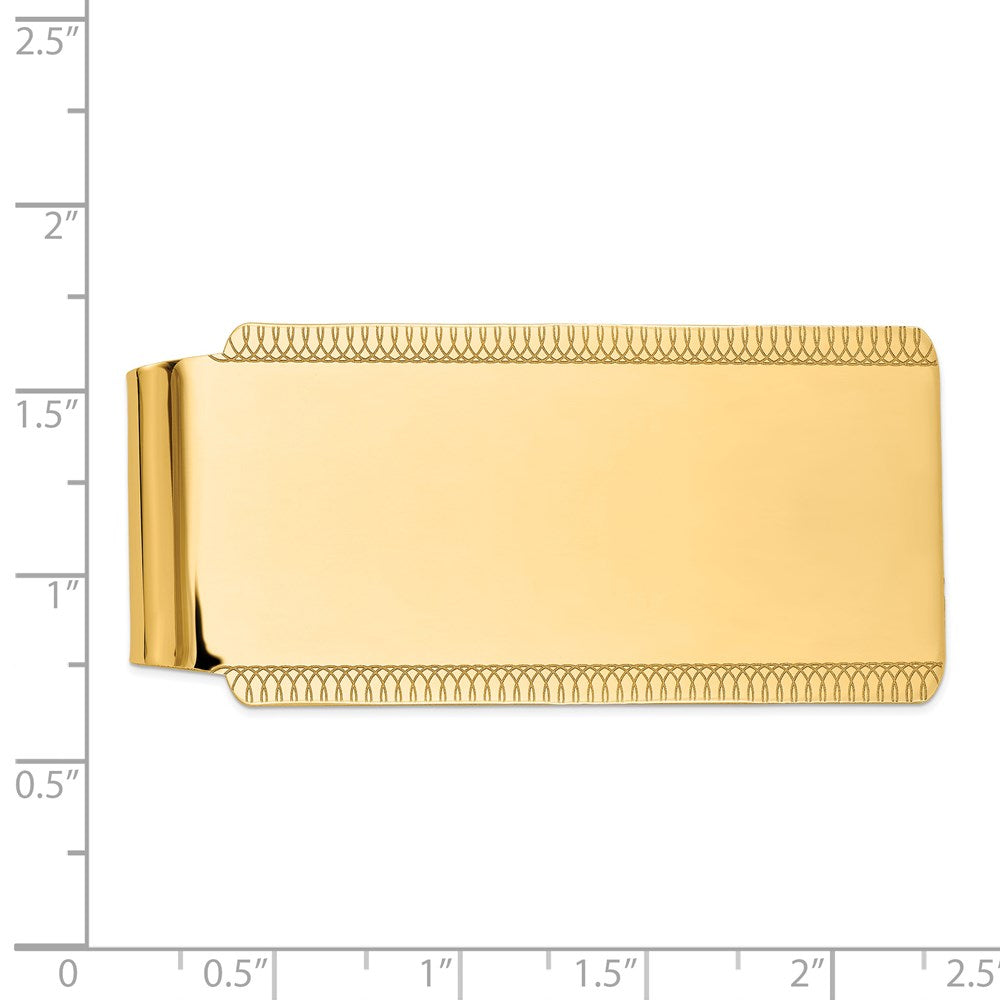 14k Mens High Polish Textured Design Money Clip