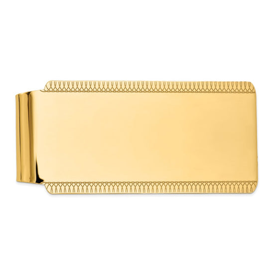 14k Mens High Polish Textured Design Money Clip