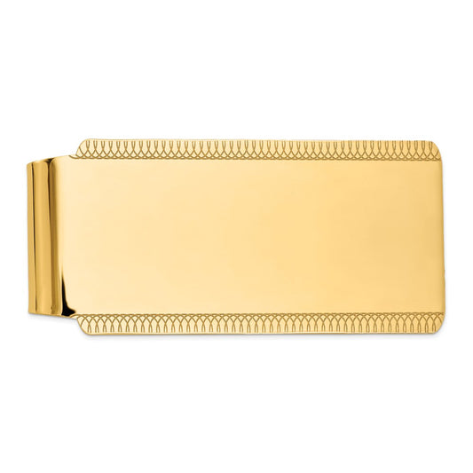 14k Mens High Polish Textured Design Money Clip