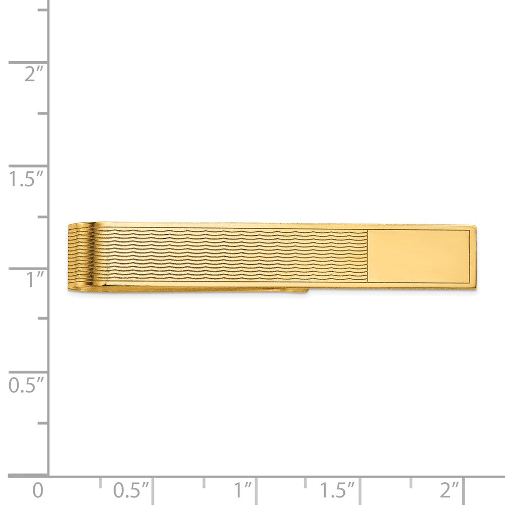 14k Mens Grooved Engravable Tie Bar