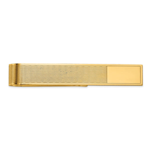 14k Mens Grooved Engravable Tie Bar