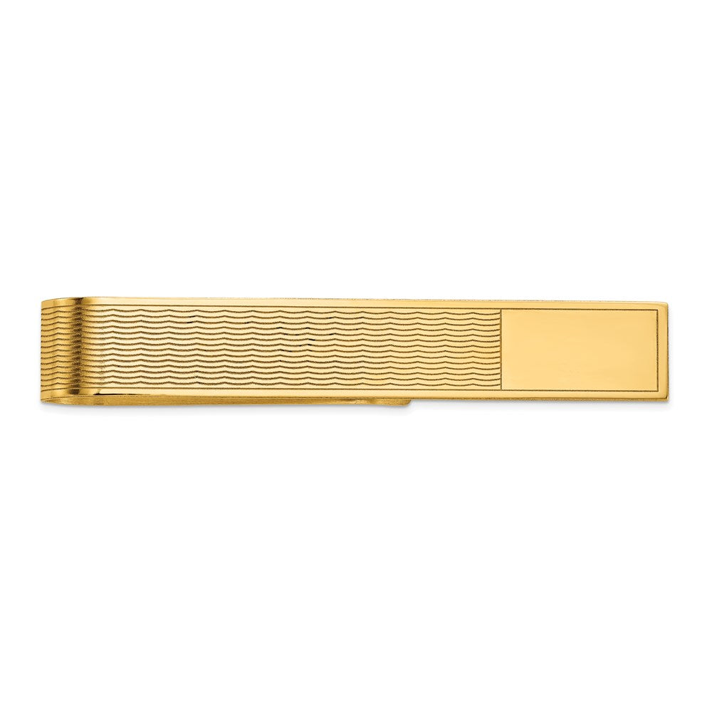 14k Men's Grooved Engravable Tie Bar