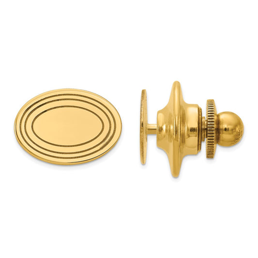 14k Mens Oval with Line Design Tie Tac