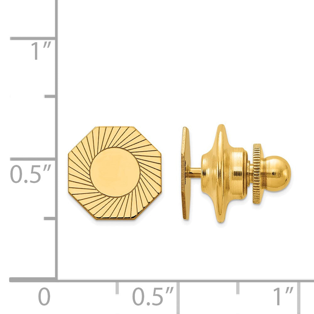 14k Mens Octagon with Grooved Design Tie Tac