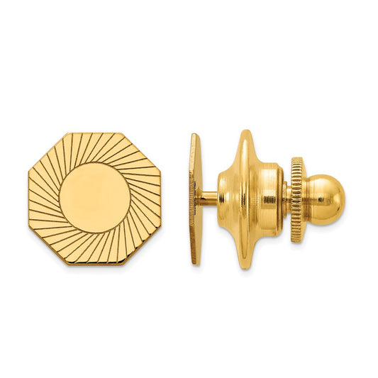 14k Mens Octagon with Grooved Design Tie Tac