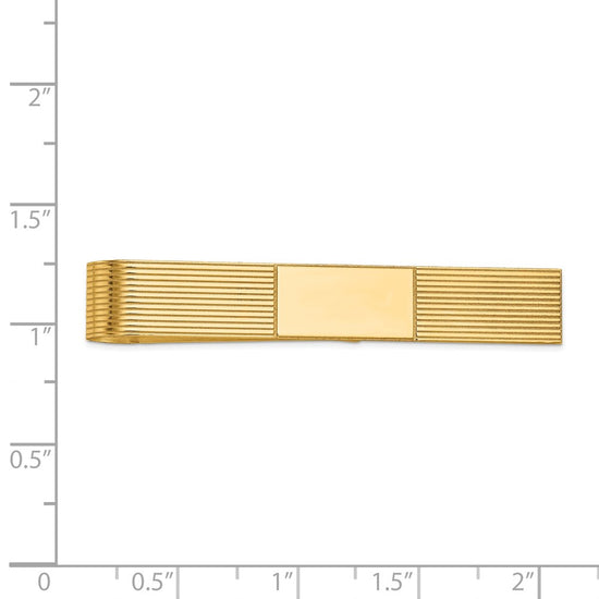 14k Mens Grooved Engravable Tie Bar