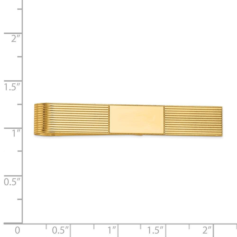 14k Mens Grooved Engravable Tie Bar