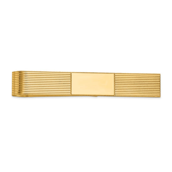 14k Mens Grooved Engravable Tie Bar