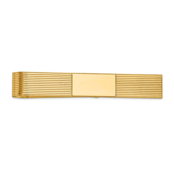 14k Mens Grooved Engravable Tie Bar